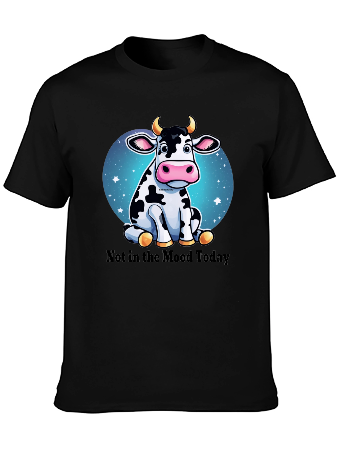 Black Not in the Mood Cow Graphic Tee - Unisex Black T-Shirt view 3