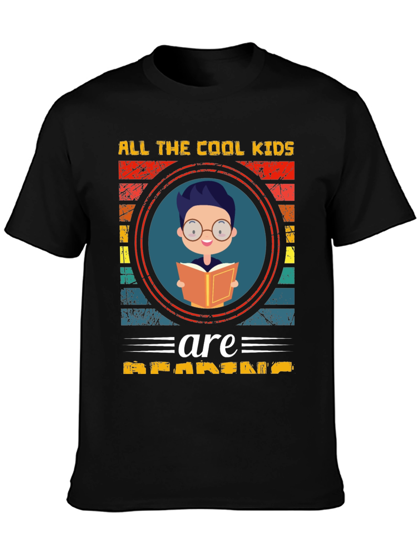 Black Cool Kids Reading T-Shirt - Black view 3