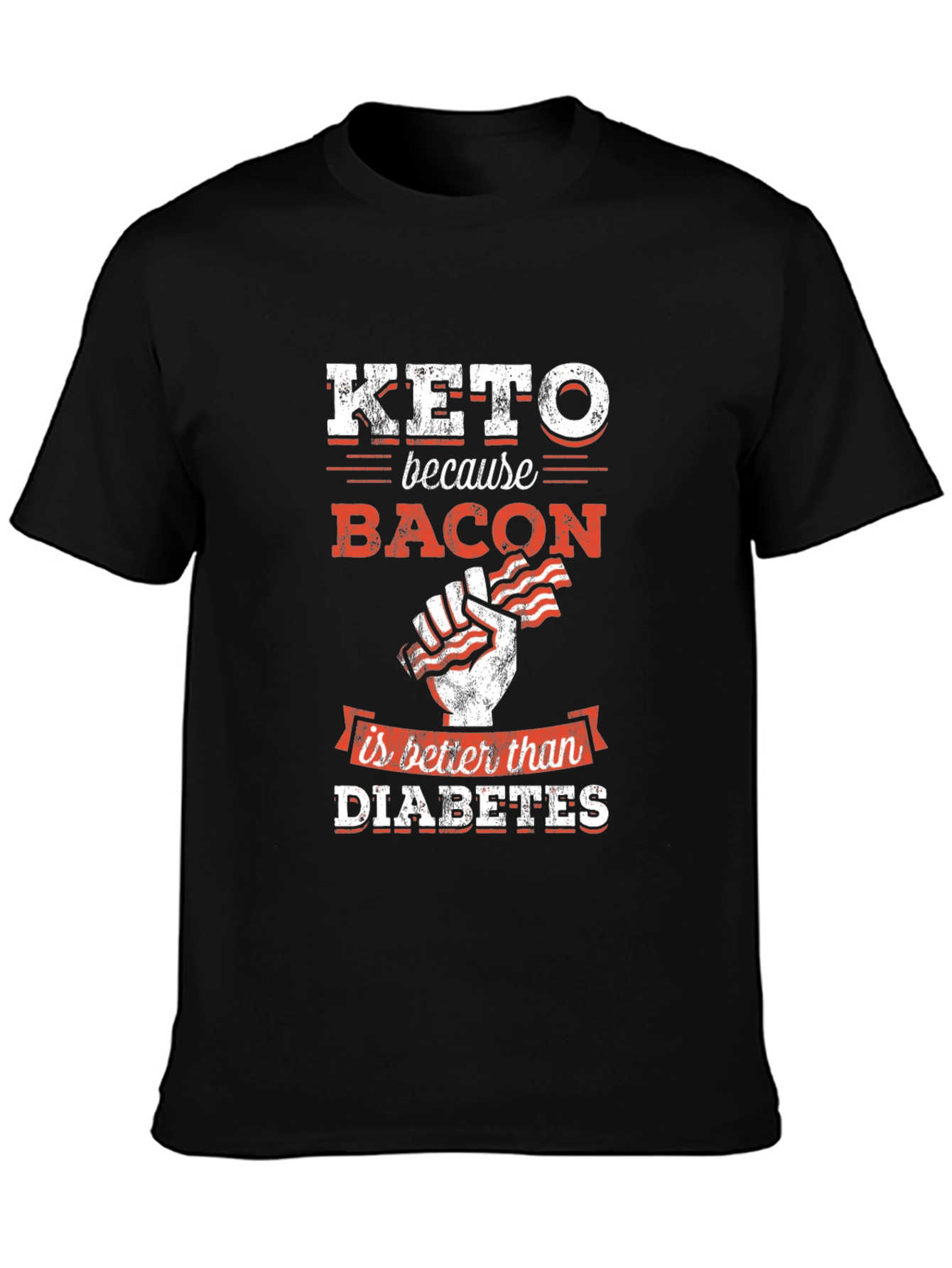 Black Keto Bacon T-Shirt - Better Than Diabetes view 3