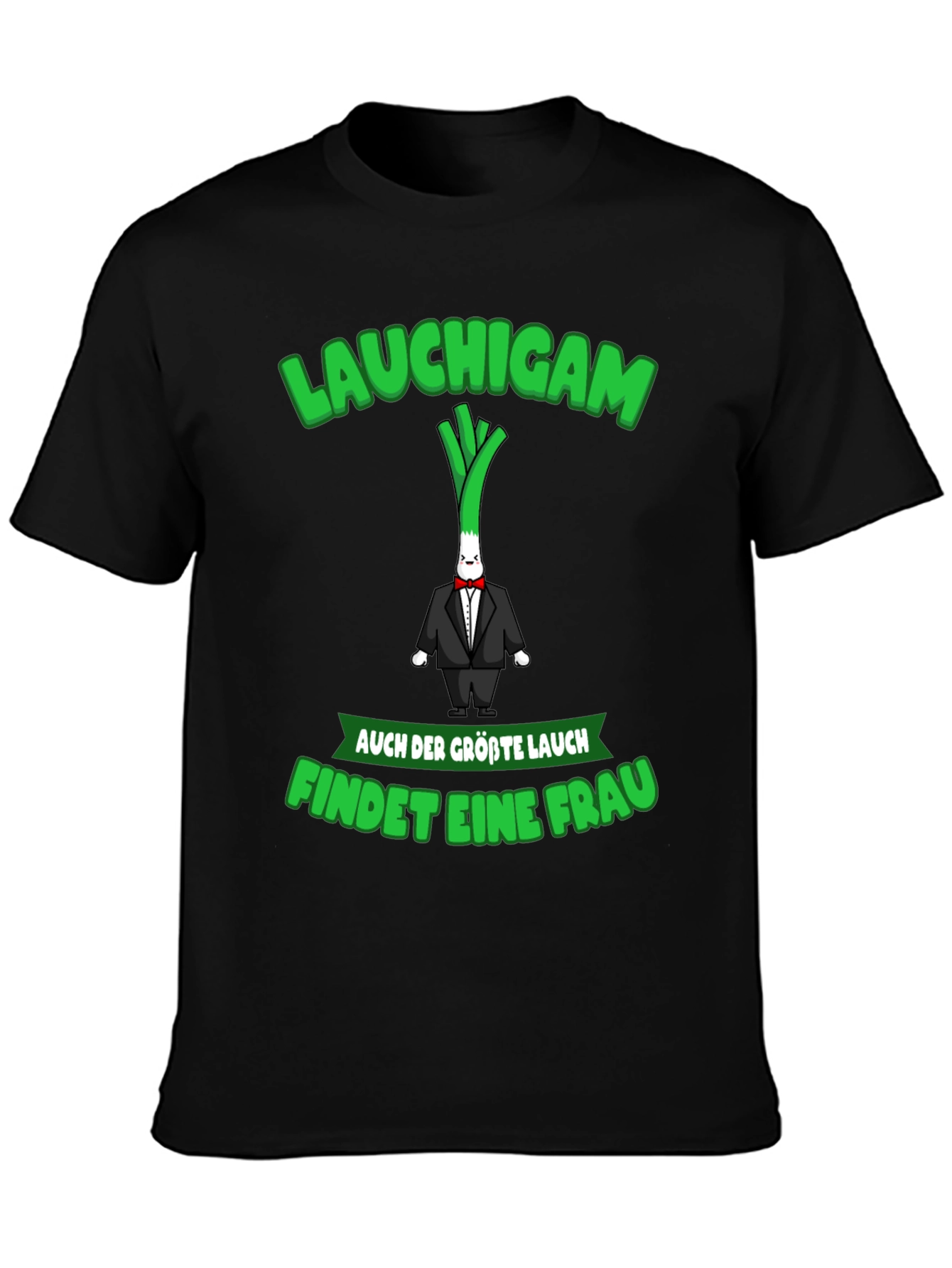 Black Funny "Lauchigam" Graphic T-Shirt view 3