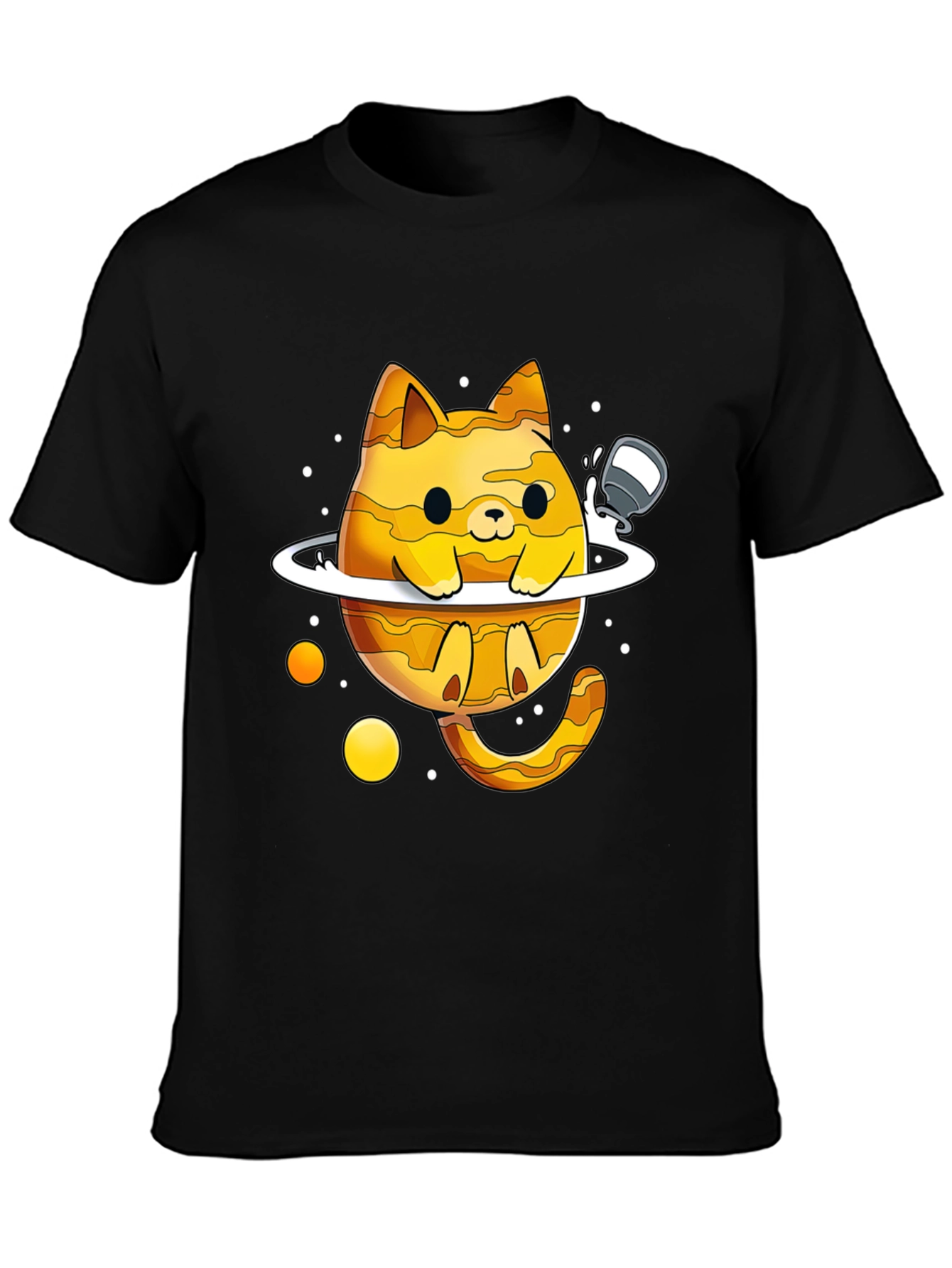 Black Cosmic Cat T-Shirt - Planetary Purrfection! view 3