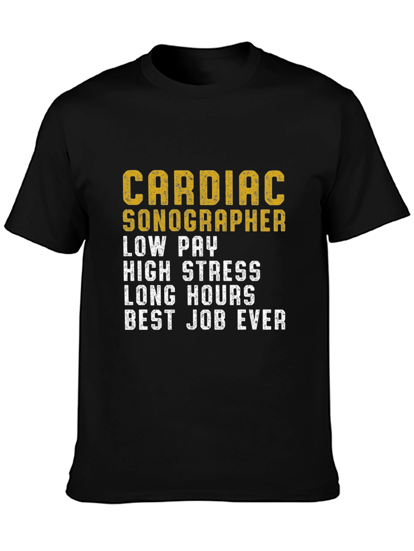 Black Cardiac Sonographer T-Shirt Funny Work Job Tee view 3