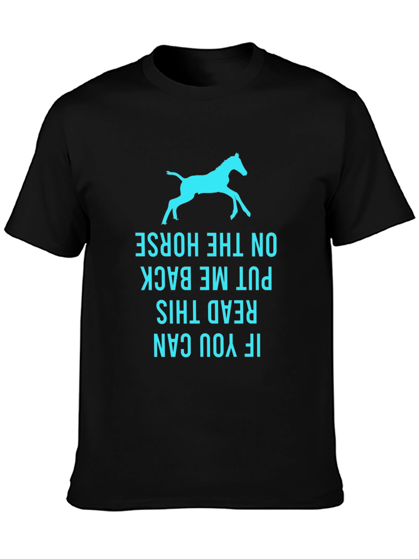 Black Funny Horse T-Shirt - Read This Back view 3