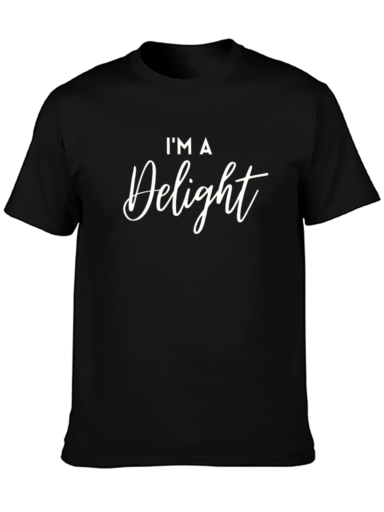 Black I'm A Delight T-Shirt - Black Cotton Graphic Tee view 3