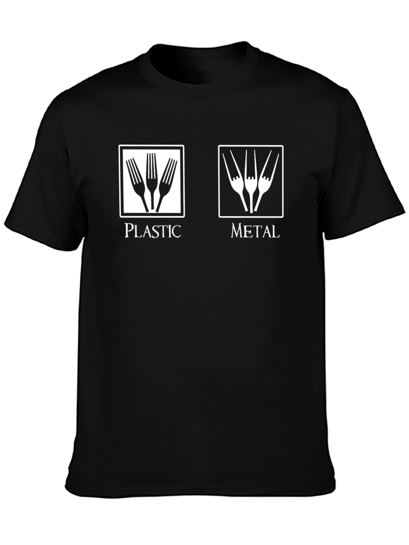 Black Plastic vs Metal Forks T-Shirt view 3