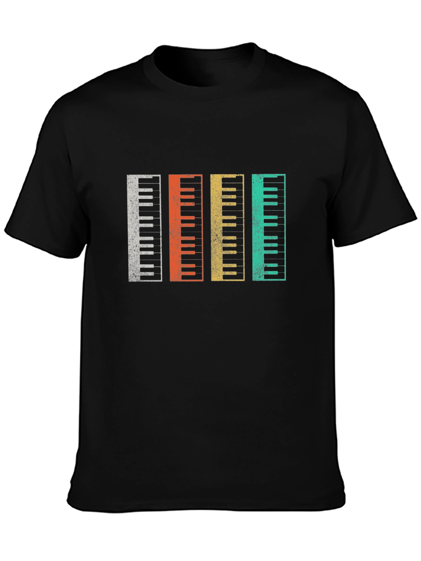 Black Retro Piano Keys T-Shirt Music Lover Gift view 3