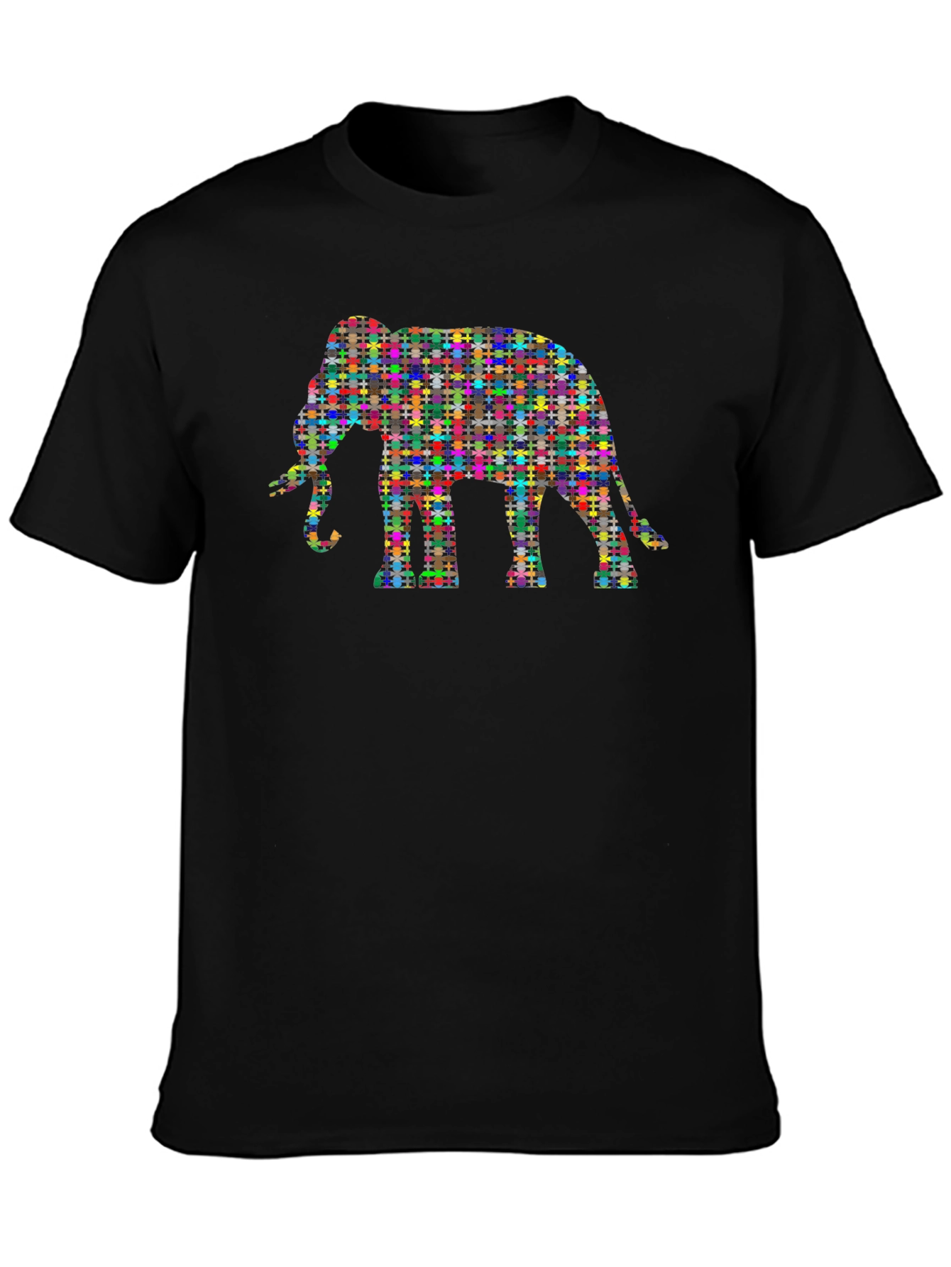 Black Colorful Elephant Graphic Tee view 3