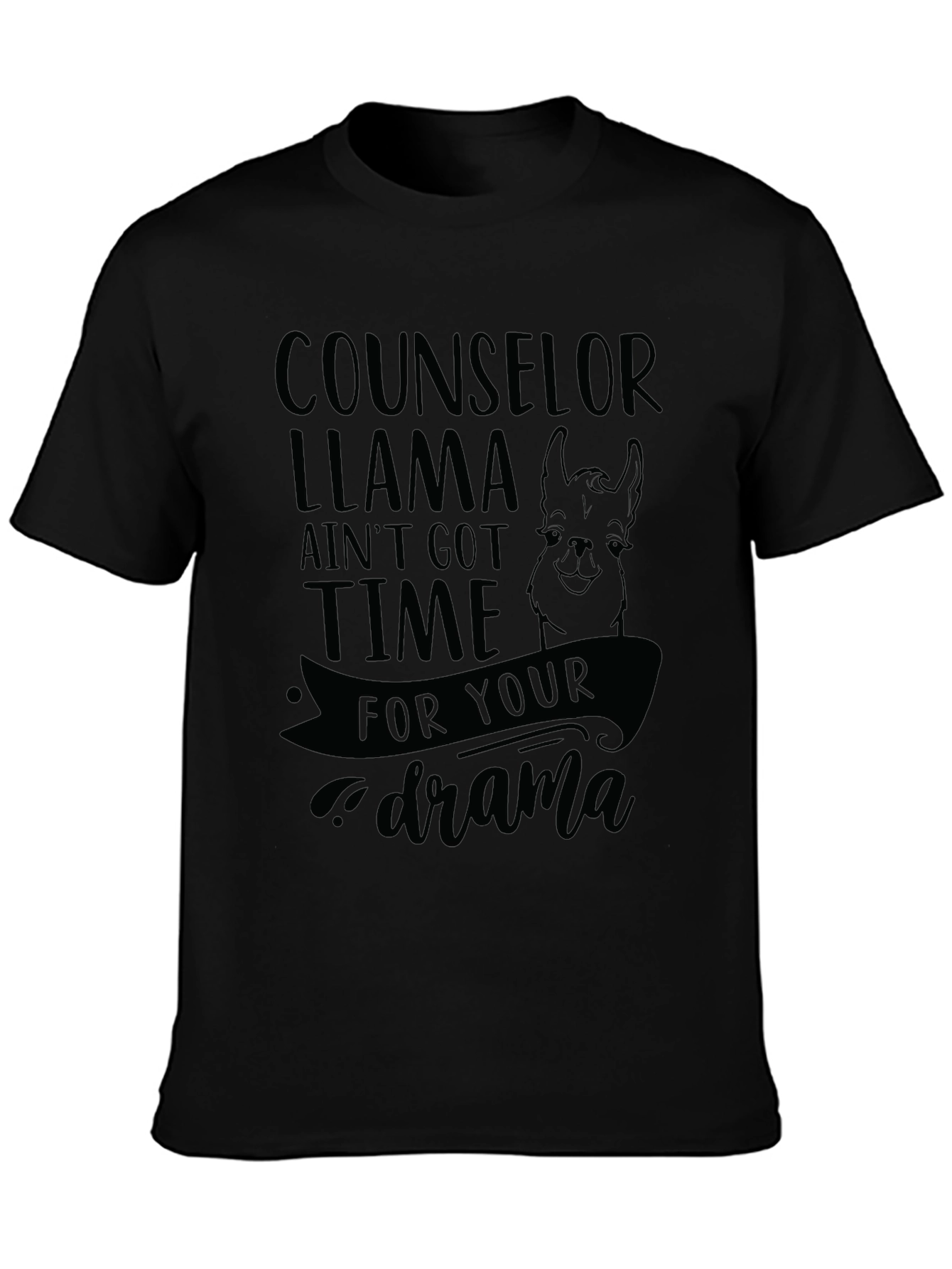 Black Counselor Llama T-Shirt - No Drama! view 3