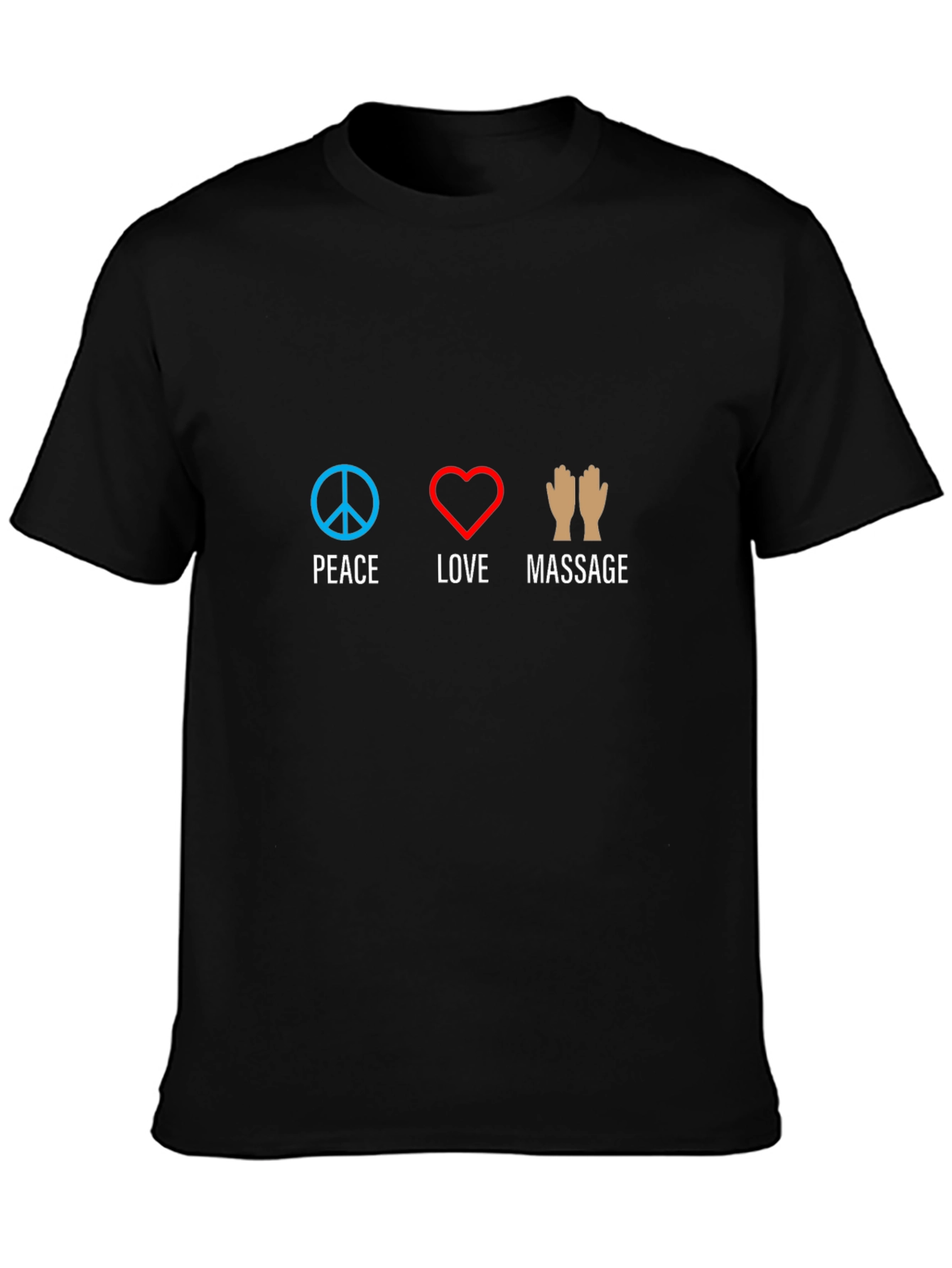Black Peace Love Massage T-Shirt - Relax & Rejuvenate view 3