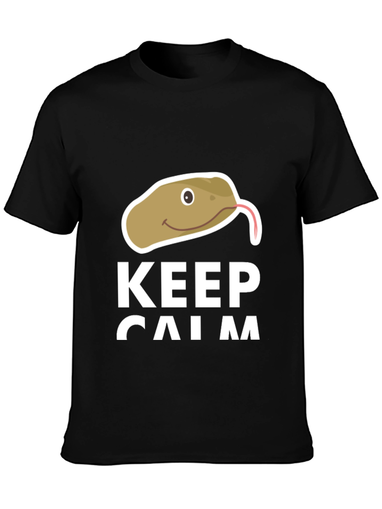 Black Keep Calm Snake T-Shirt - Funny Novelty Tee view 3