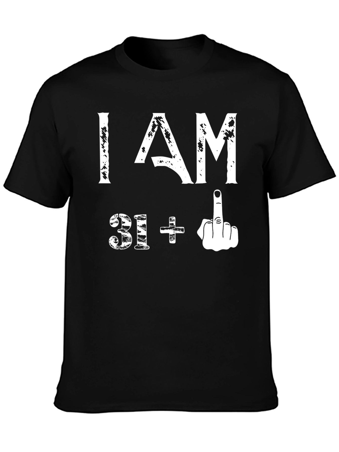 Black Funny 31+ Middle Finger Graphic T-Shirt view 3