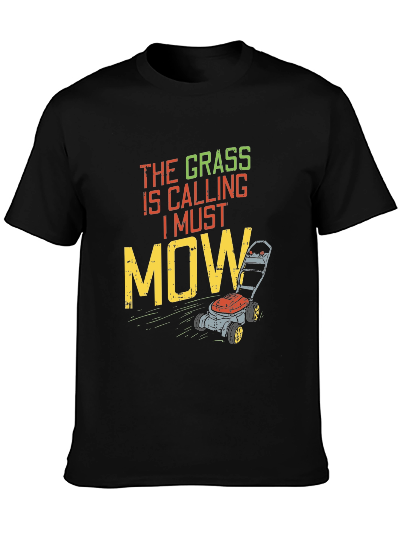 Black The Grass is Calling Funny Lawn Mowing T-Shirt view 3