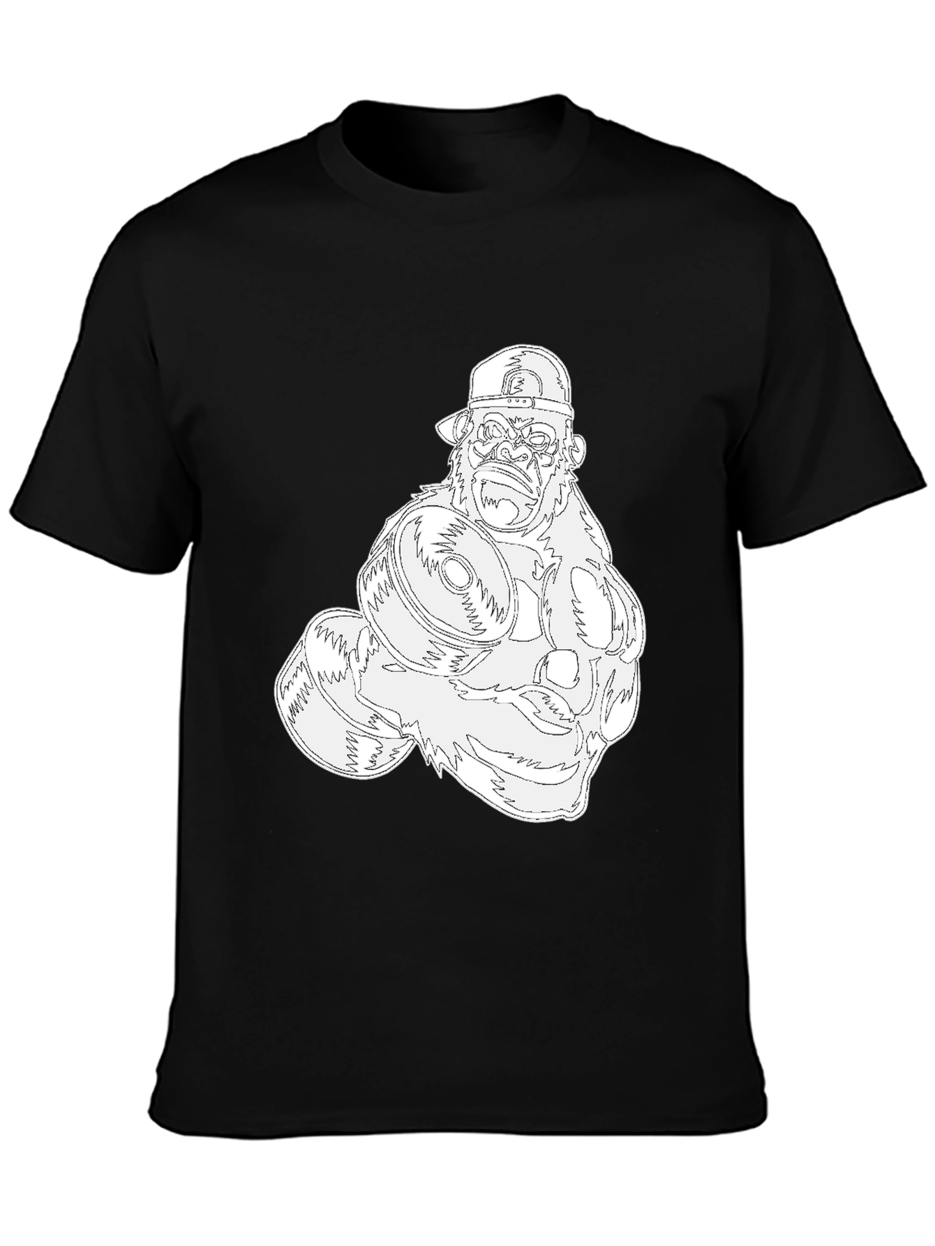 Black Gorilla Gym Tee: Black Cotton Fitness Shirt view 3