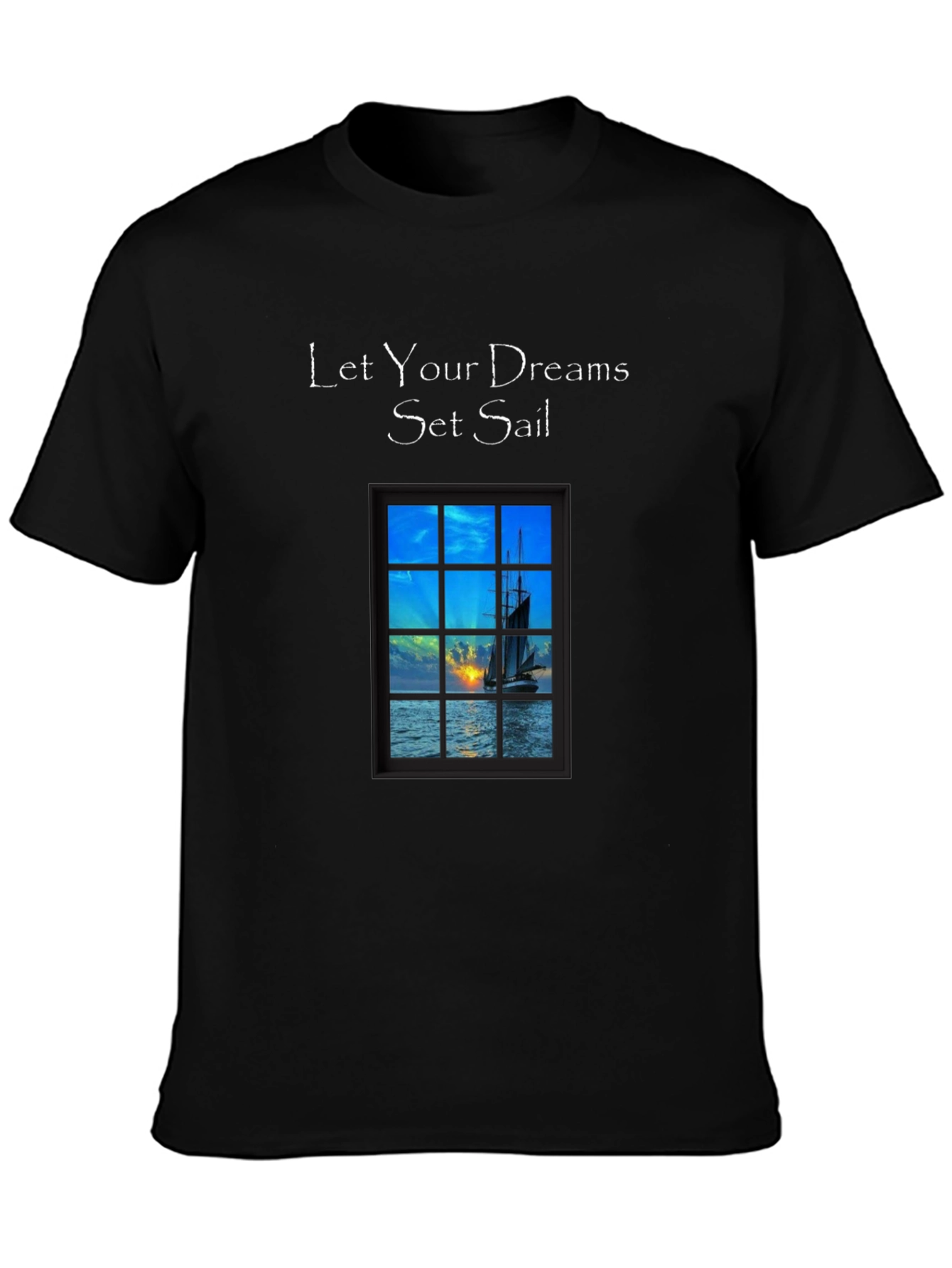 Black Let Your Dreams Set Sail T-Shirt - Black Crew Neck Tee view 3