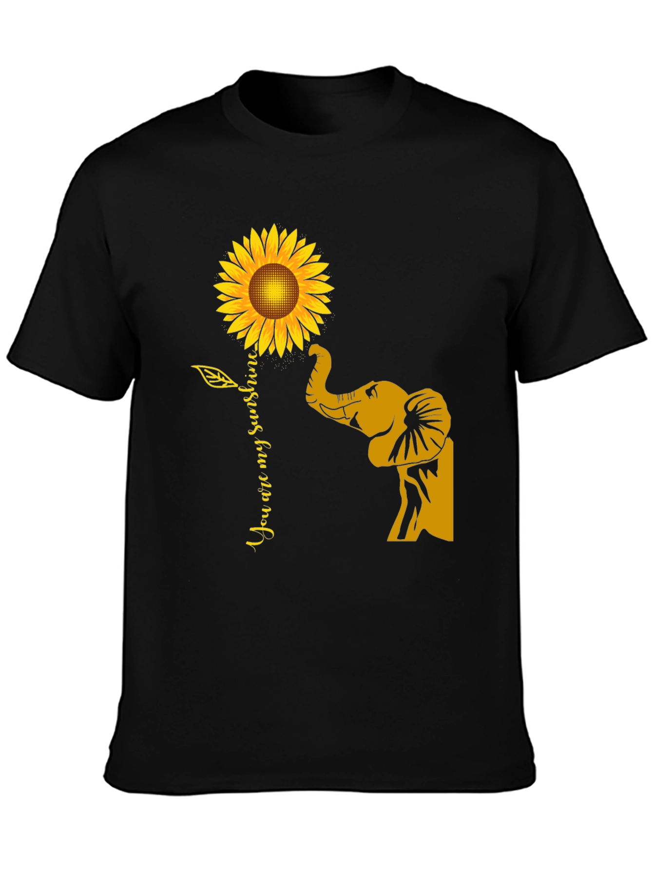 Black Elephant Sunflower Graphic Tee - You Are My Sunshine view 3
