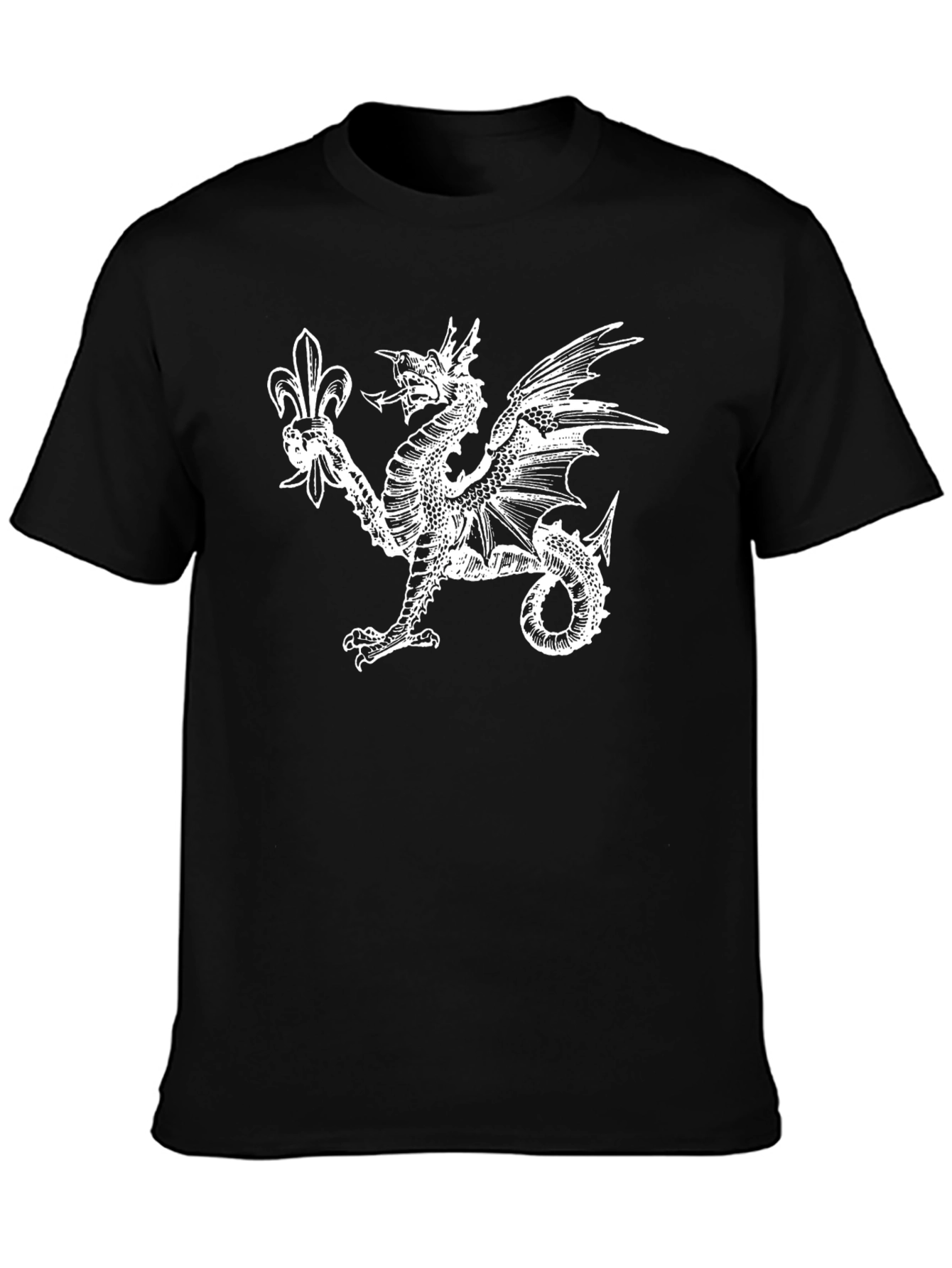 Black Dragon & Fleur-de-lis Black T-Shirt view 3