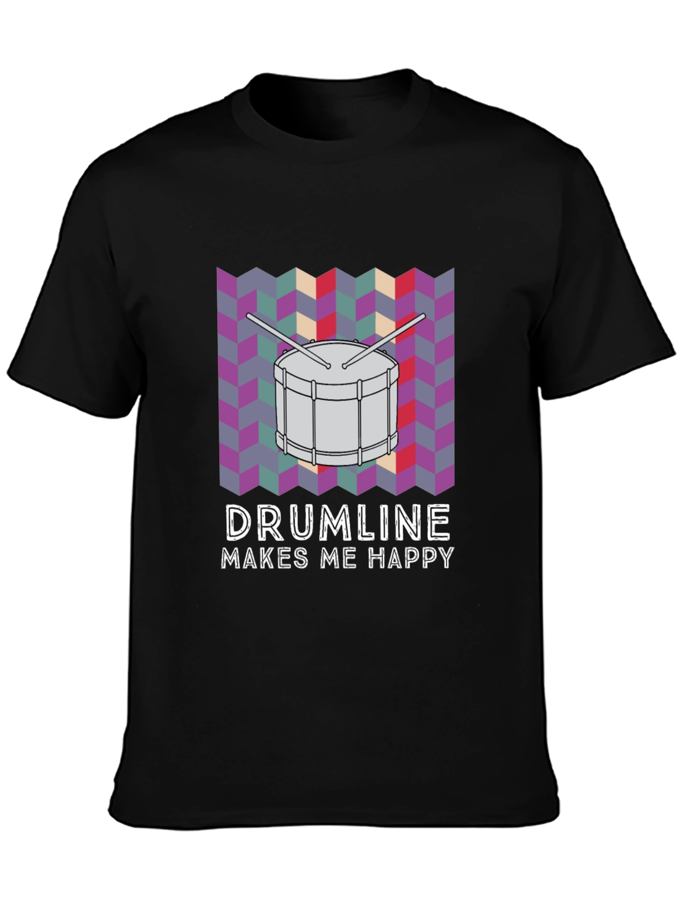 Black Drumline Makes Me Happy T-Shirt view 3