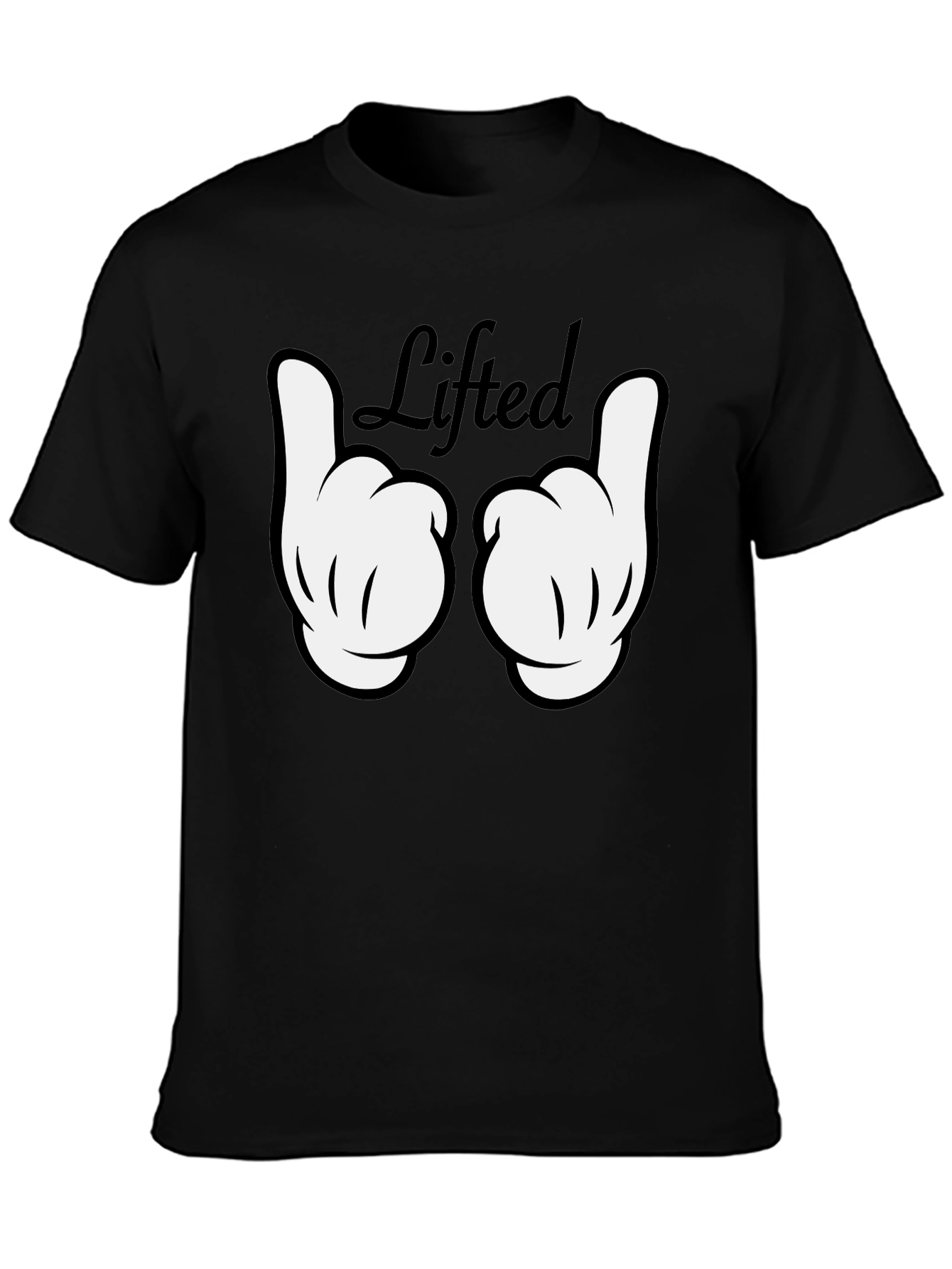Black Lifted Graphic Tee - Black Cotton T-Shirt view 3