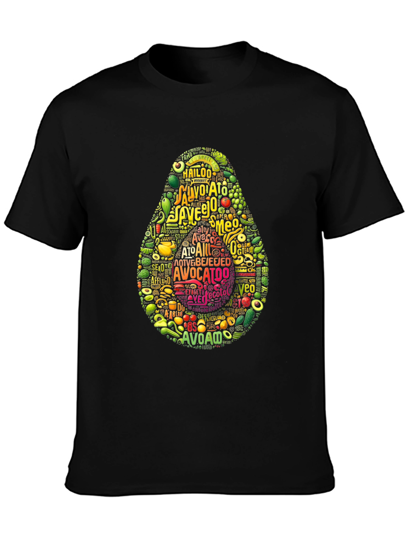 Black Avocado Typography Graphic Print T-Shirt view 3