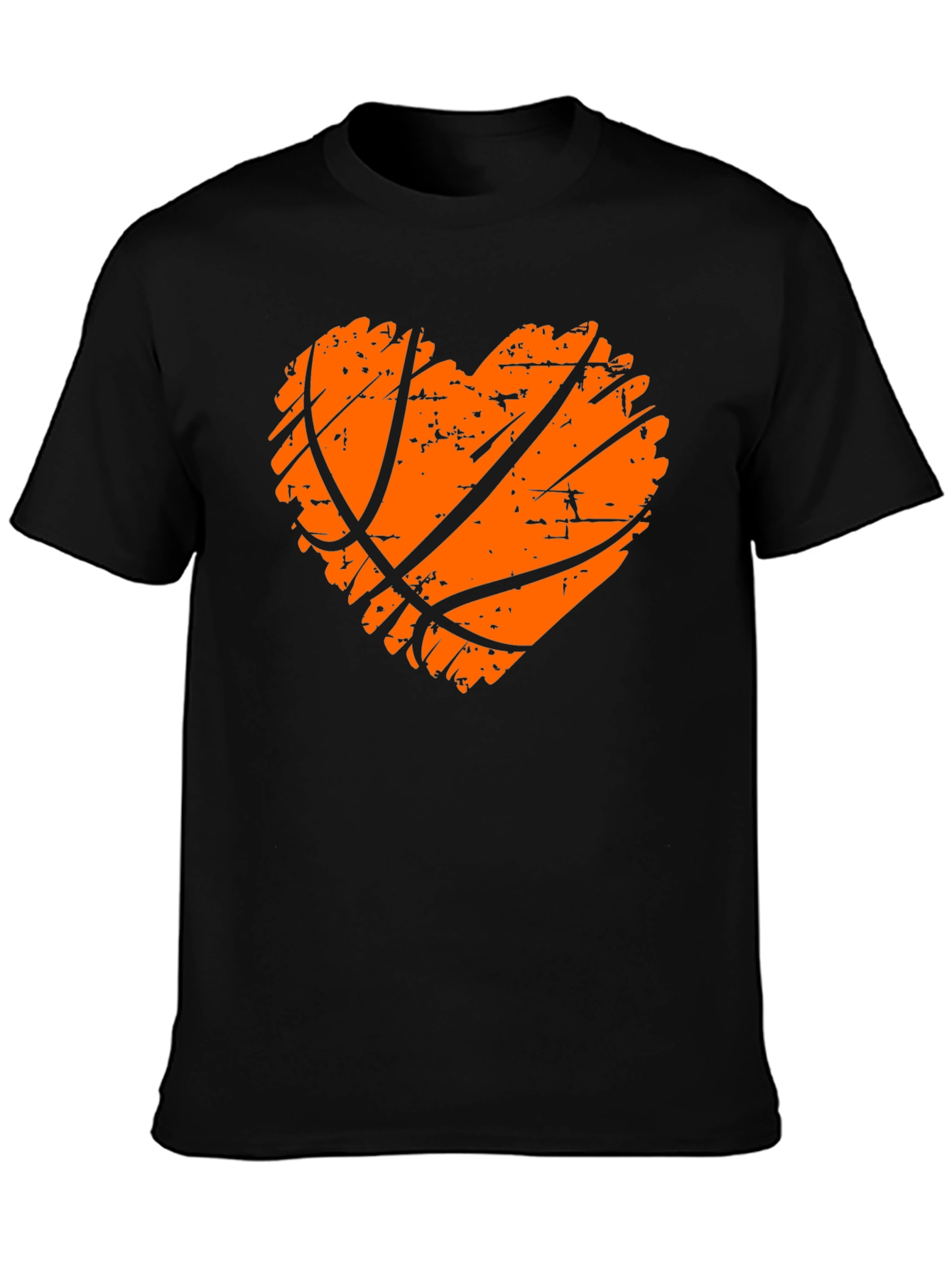 Black Basketball Heart Graphic Tee - Black Cotton T-Shirt view 3