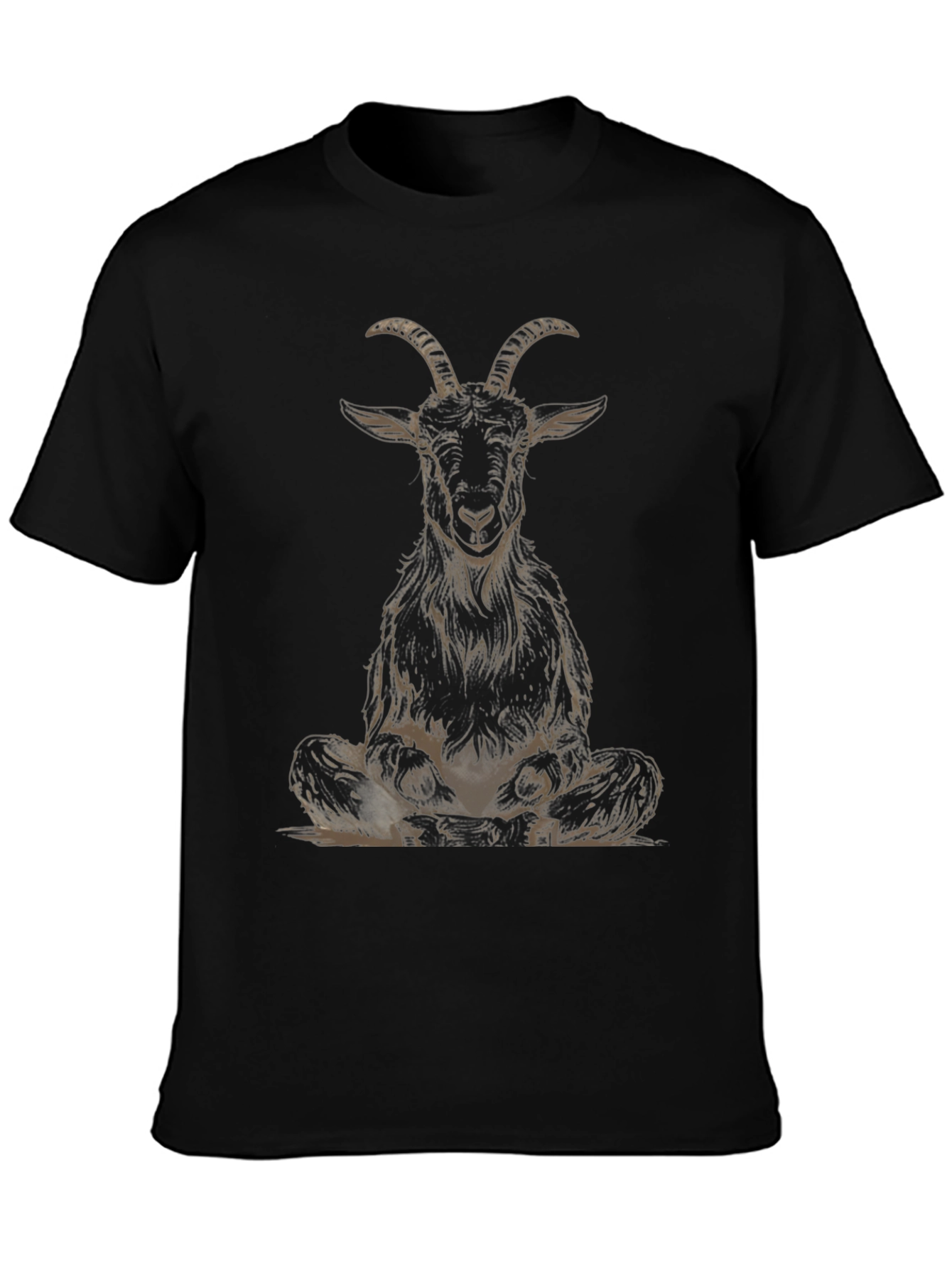 Black Meditating Goat Graphic Tee - Unisex Black T-Shirt view 3