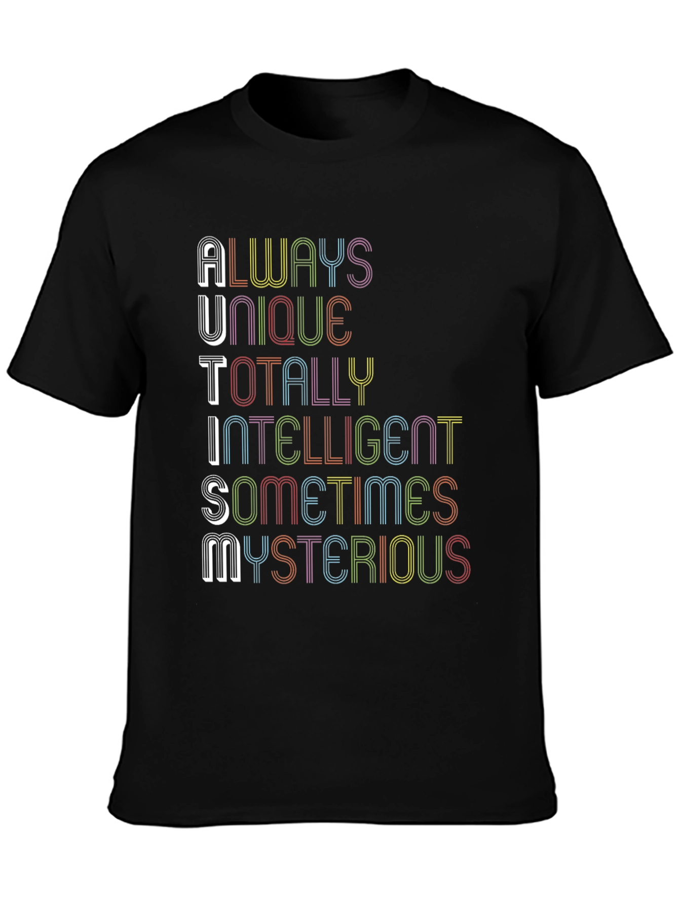 Autism Acceptance Tee: Unique, Intelligent, Mysterious  - 3