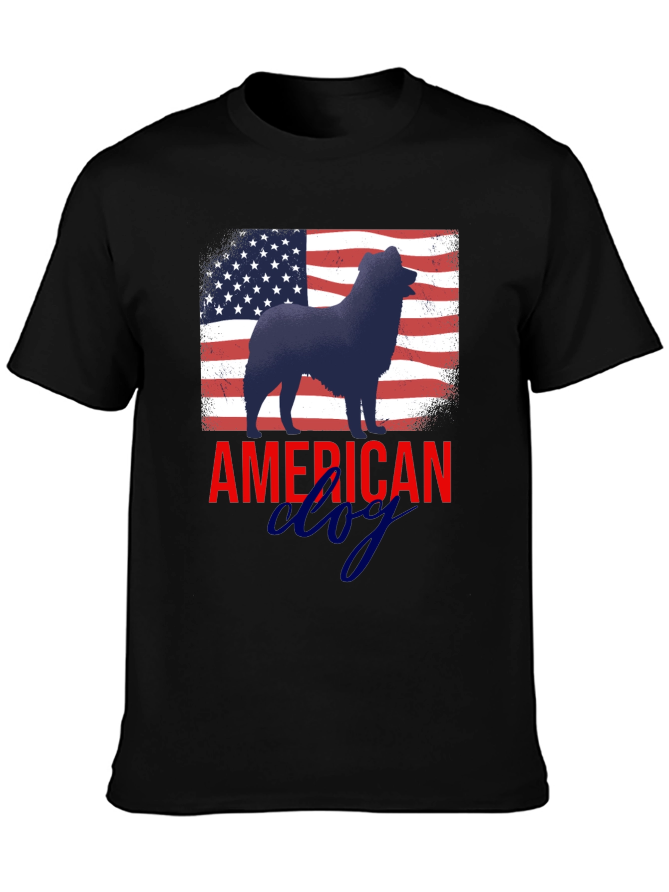 Black American Dog Patriotic T-Shirt view 3