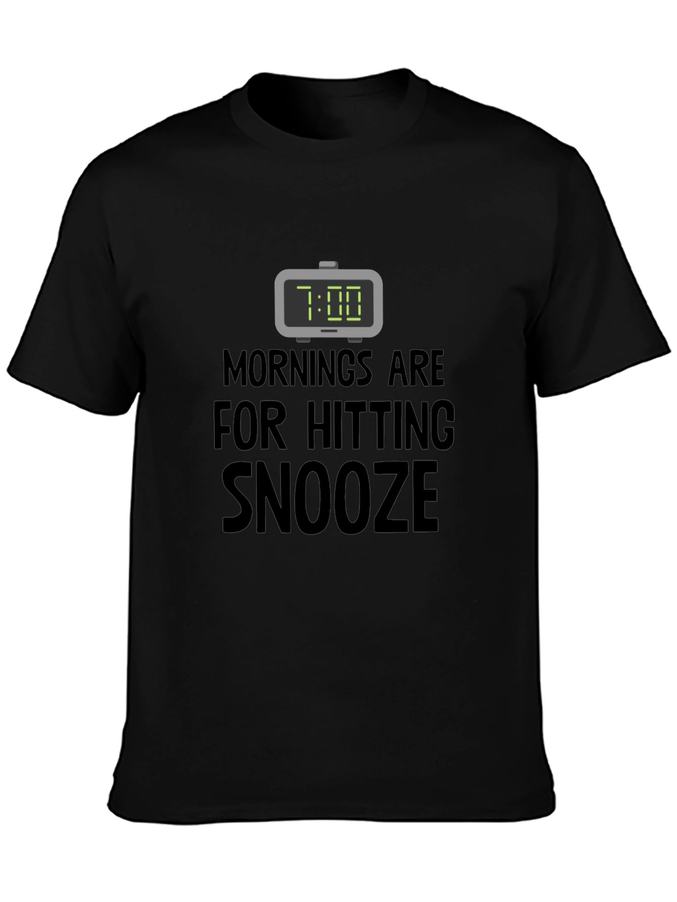 Black Funny Snooze T-Shirt: Morning Humor Tee view 3