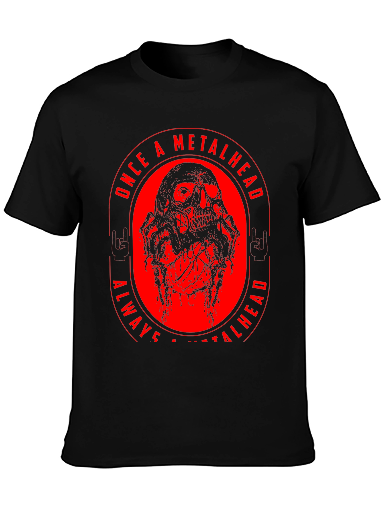 Black Metalhead Skull Graphic T-Shirt view 3