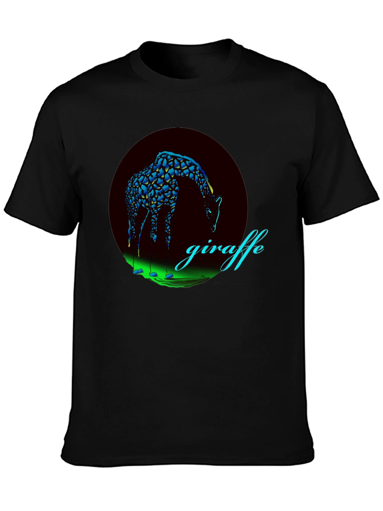 Black Giraffe Graphic Print Black T-Shirt view 3