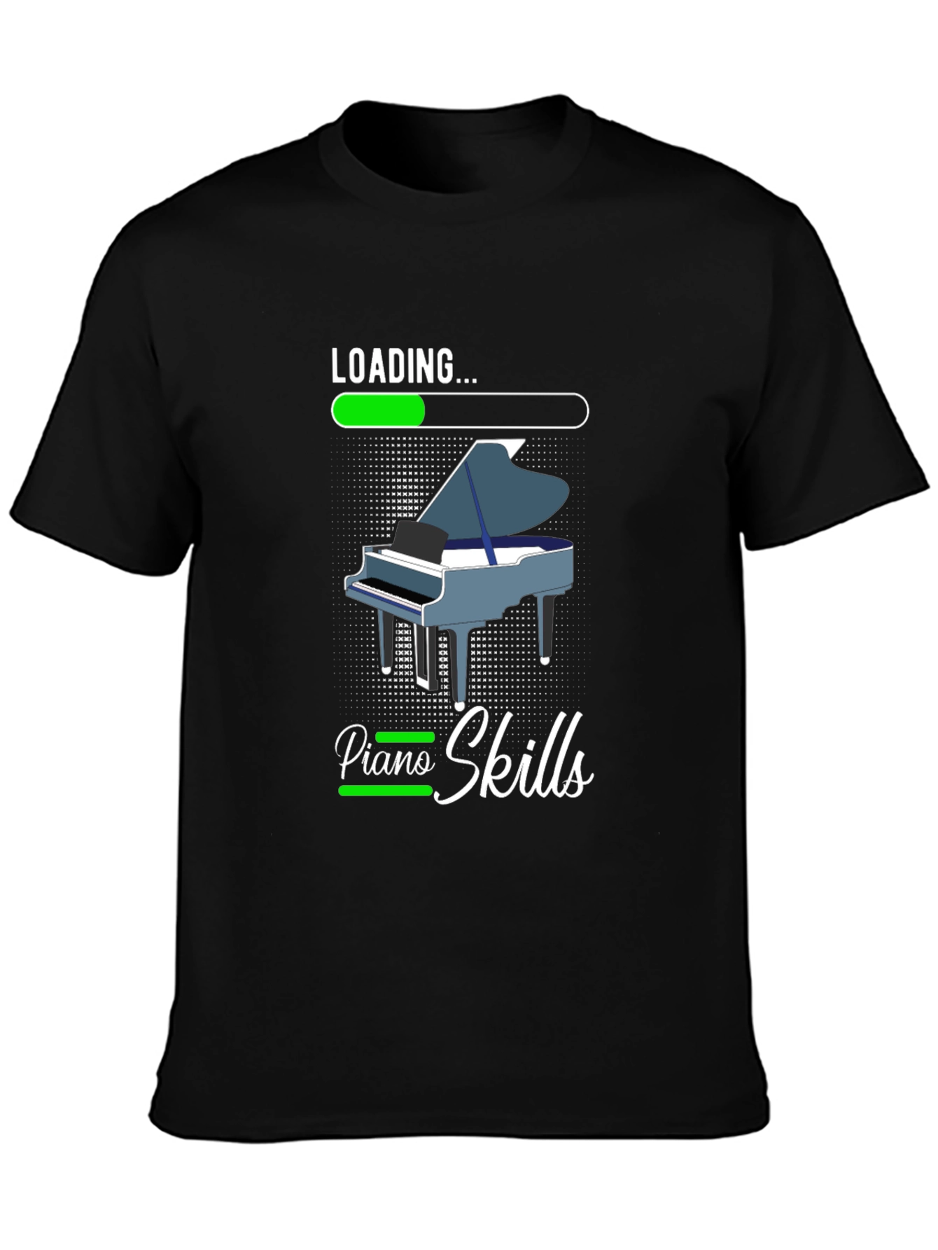 Black Loading Piano Skills T-Shirt view 3