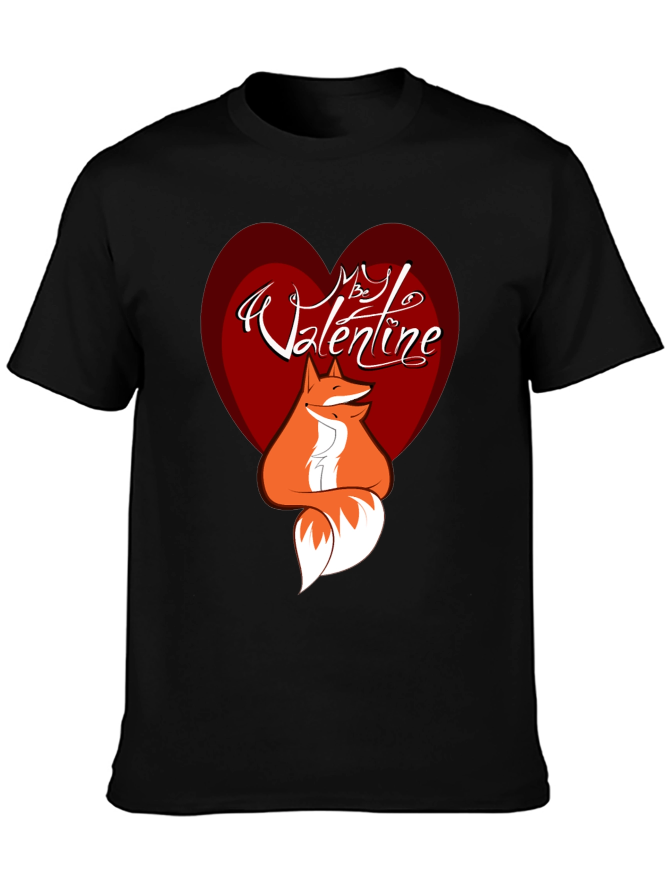 Black Valentine Fox Graphic Tee - Men's Black T-Shirt view 3