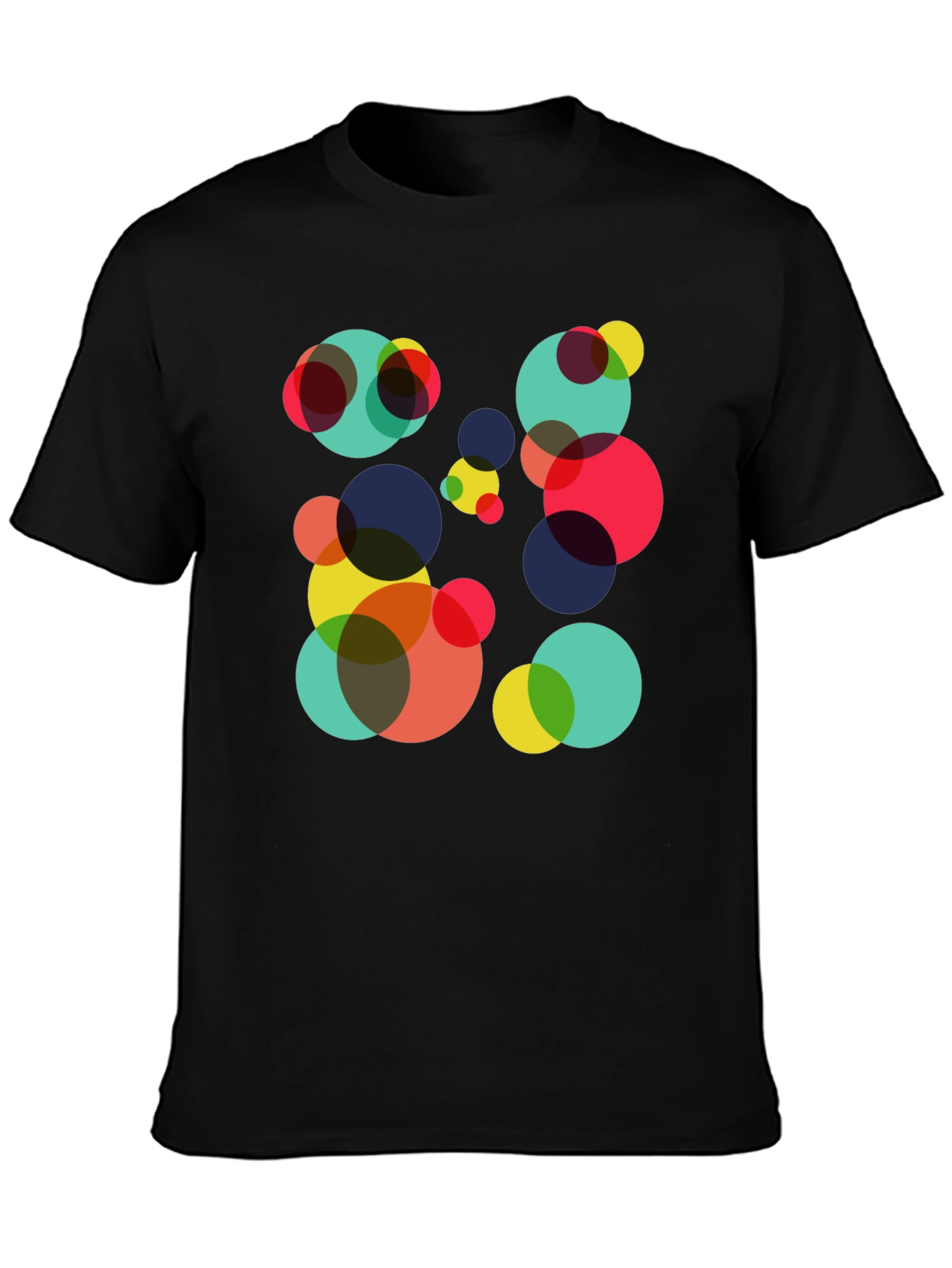 Black Abstract Circle Pattern Black T-Shirt view 3