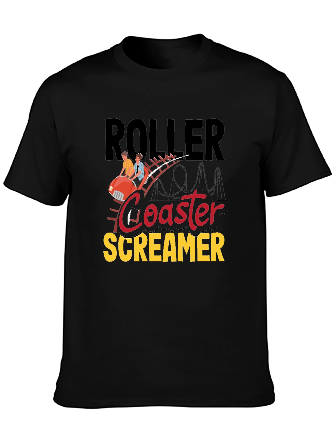 Black Roller Coaster Screamer Graphic Tee - Black view 3
