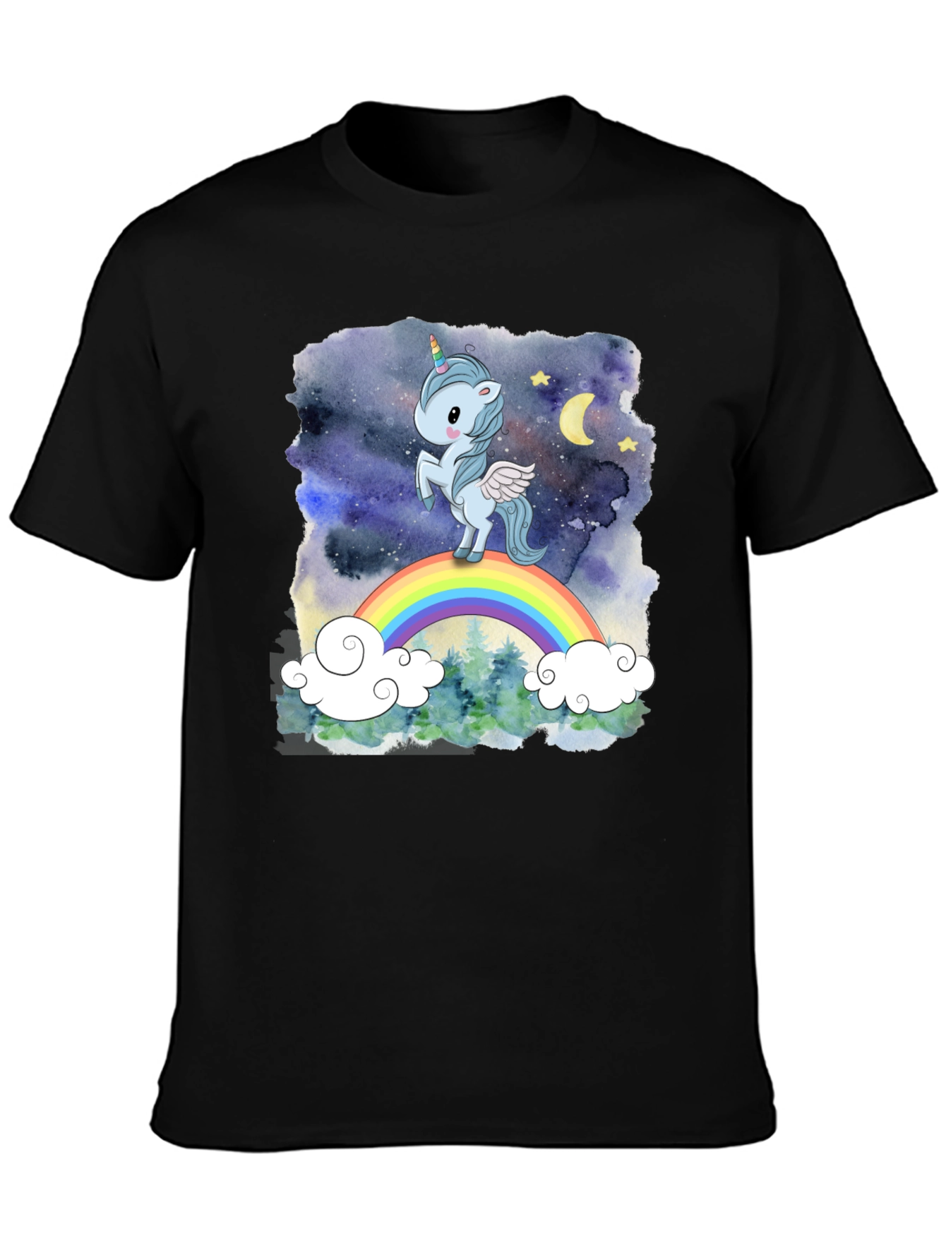 Black Unicorn Rainbow Graphic Tee view 3