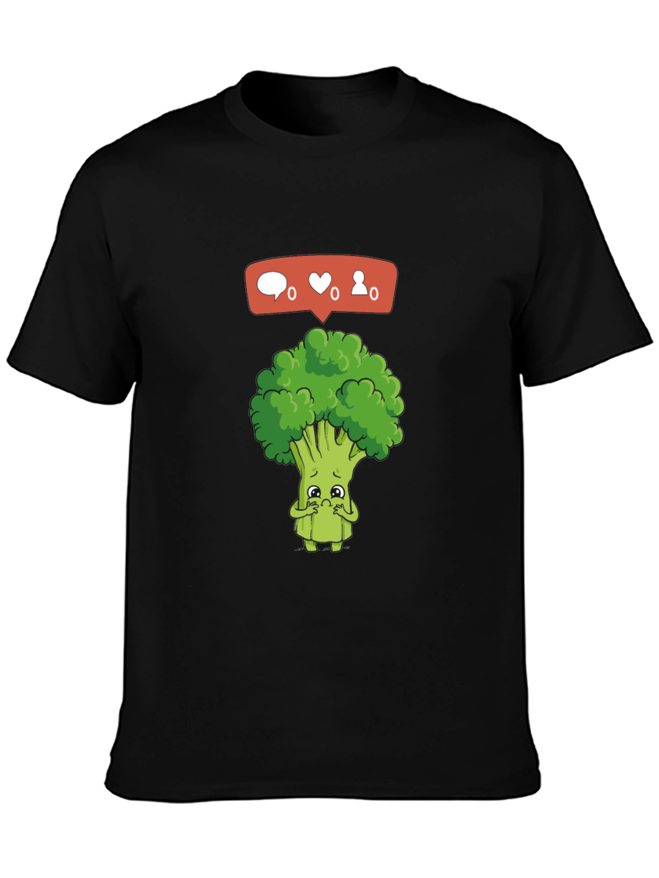 Black Sad Broccoli Graphic T-Shirt - Black view 3