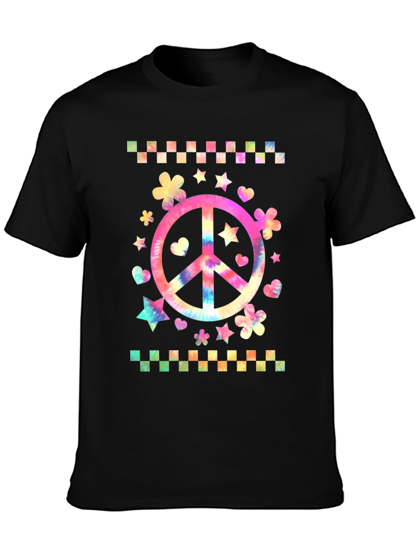 Black Tie-Dye Peace Sign Graphic Tee view 3