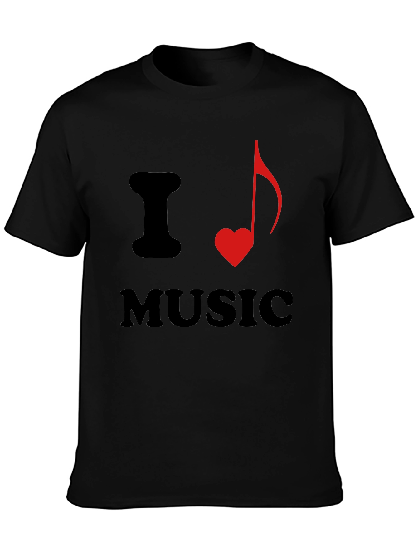 Black I Heart Music Graphic Tee - Stylish Black T-Shirt view 3