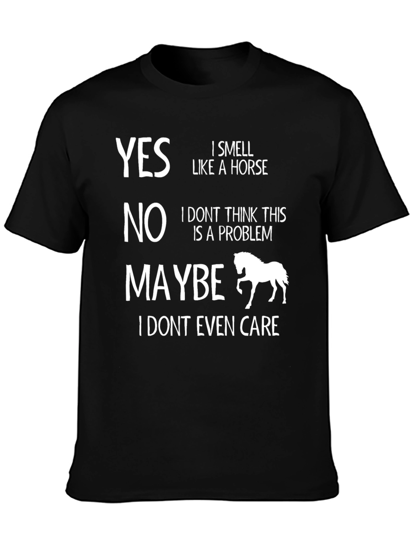 Black Funny Horse Lover T-Shirt - Yes No Maybe Design view 3