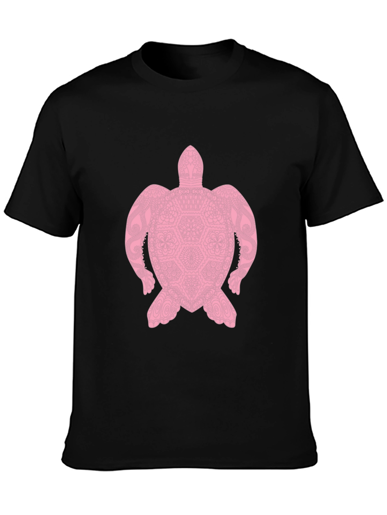Black Turtle Mandala Graphic Black T-Shirt view 3