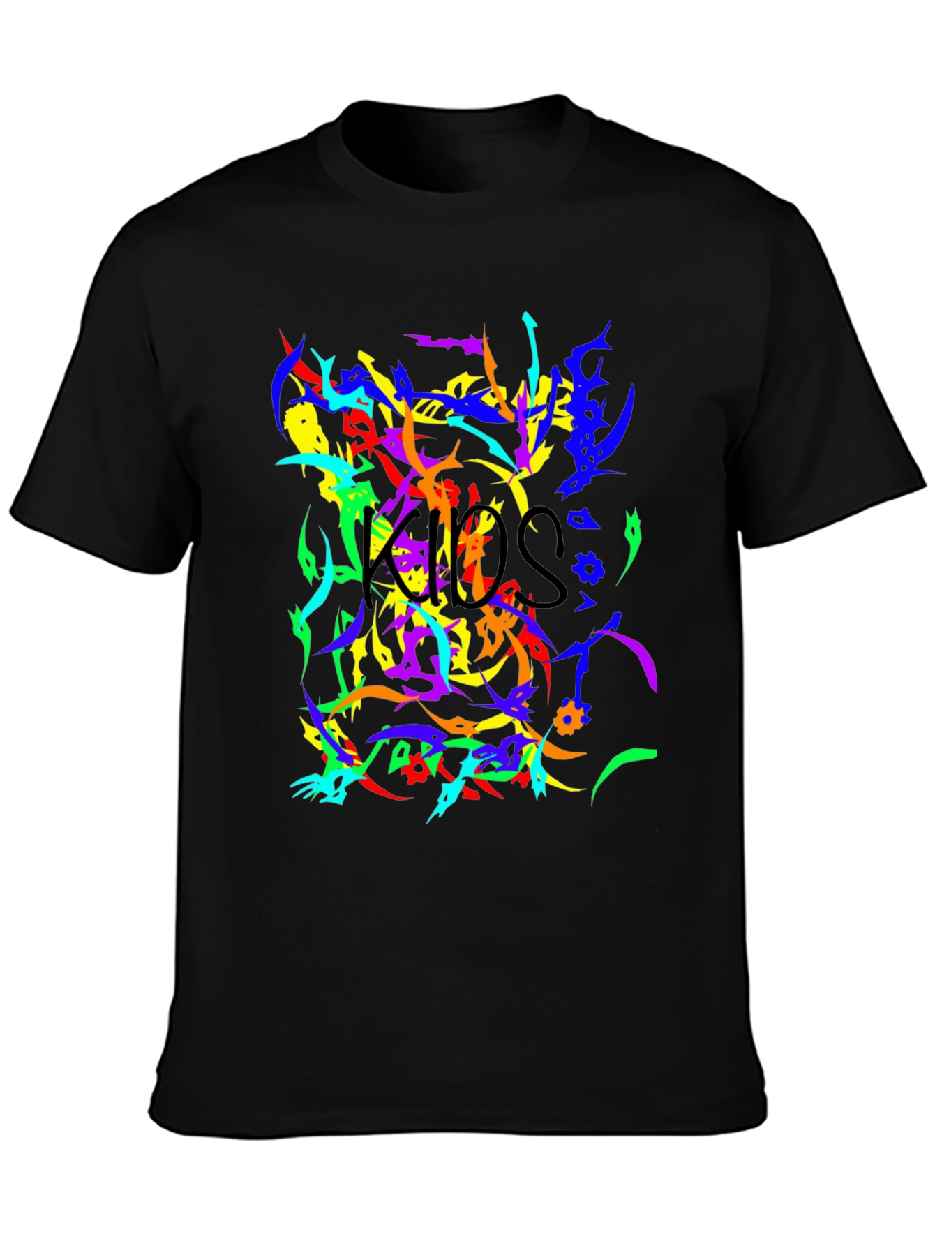 Black Men's Abstract Graphic Print Black T-Shirt view 3
