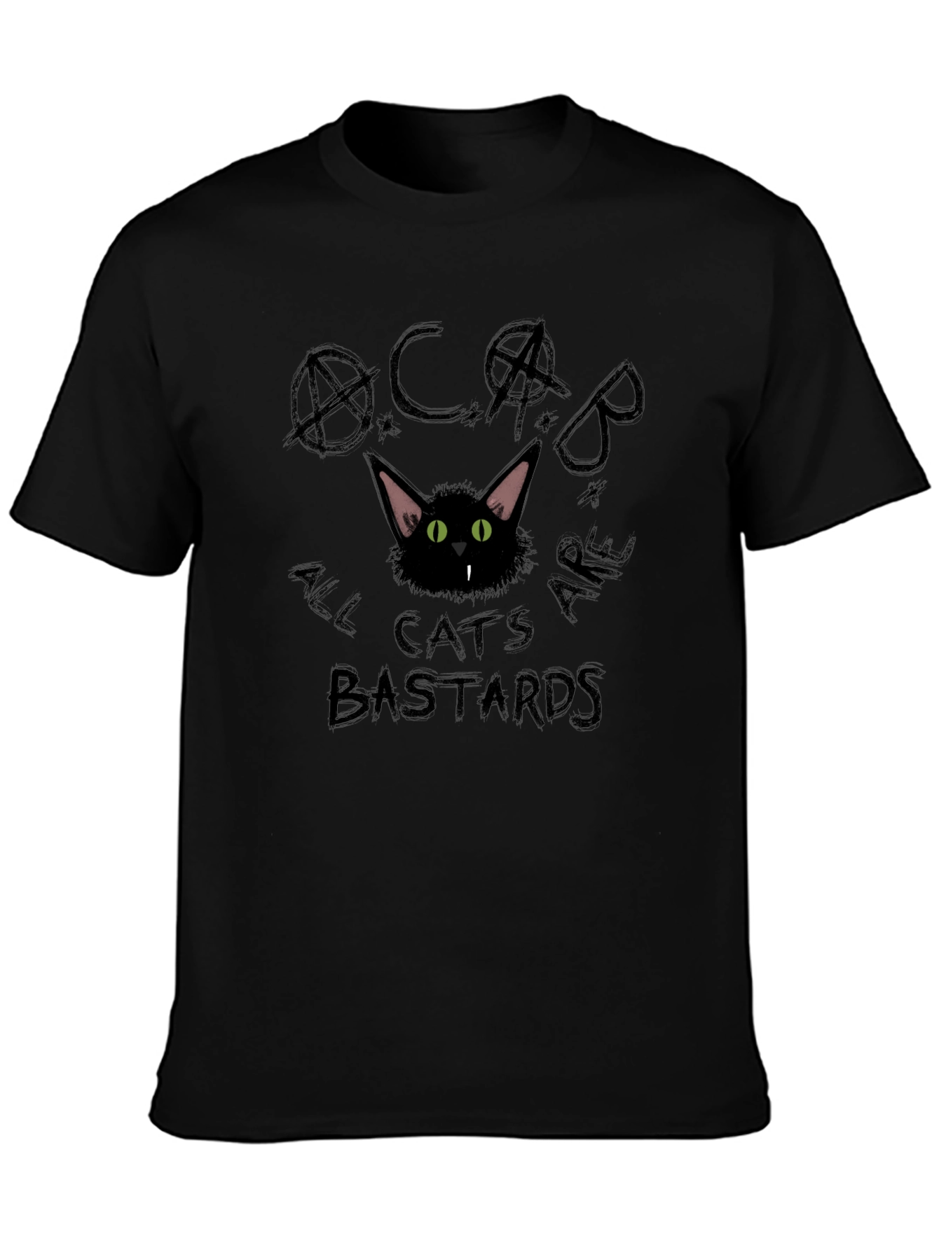 Black ACAB All Cats Are Bastards Black T-Shirt view 3
