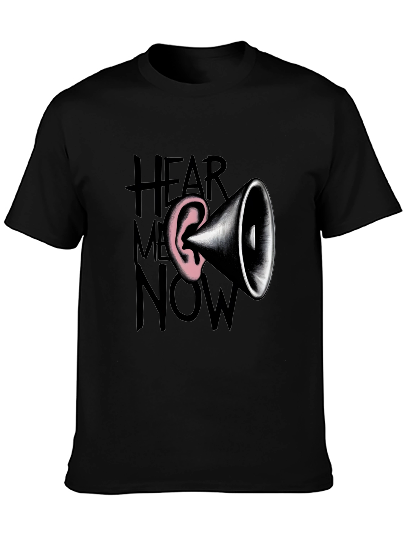 Black Hear Me Now Graphic Tee - Bold Statement Shirt view 3