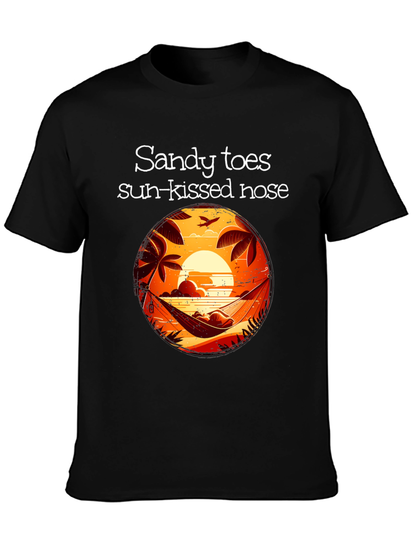Black Sandy Toes Sun Kissed Nose Black Graphic T-Shirt view 3