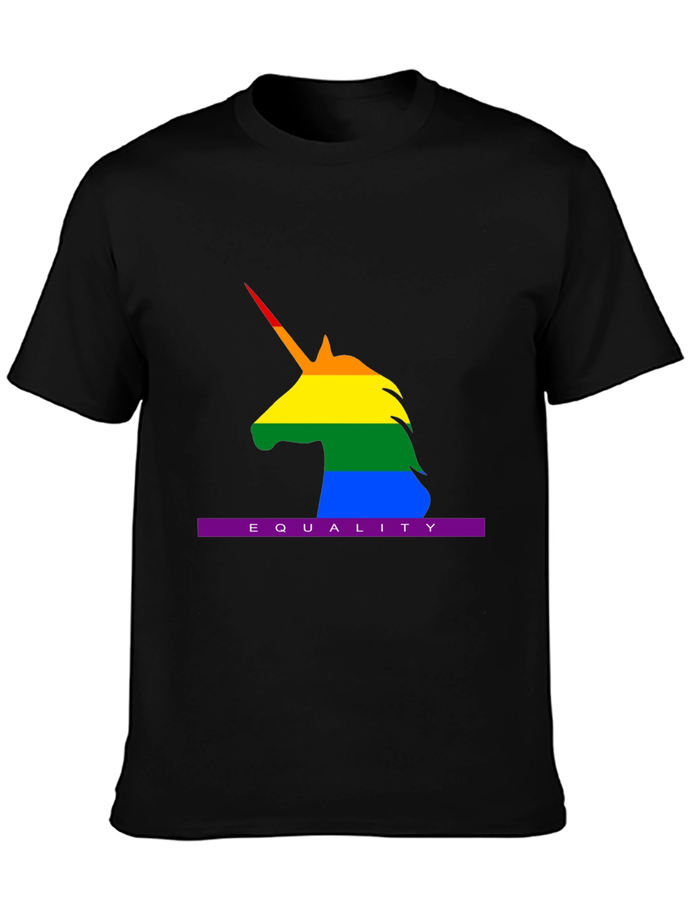 Black Equality Rainbow Unicorn T-Shirt - Pride LGBT view 3