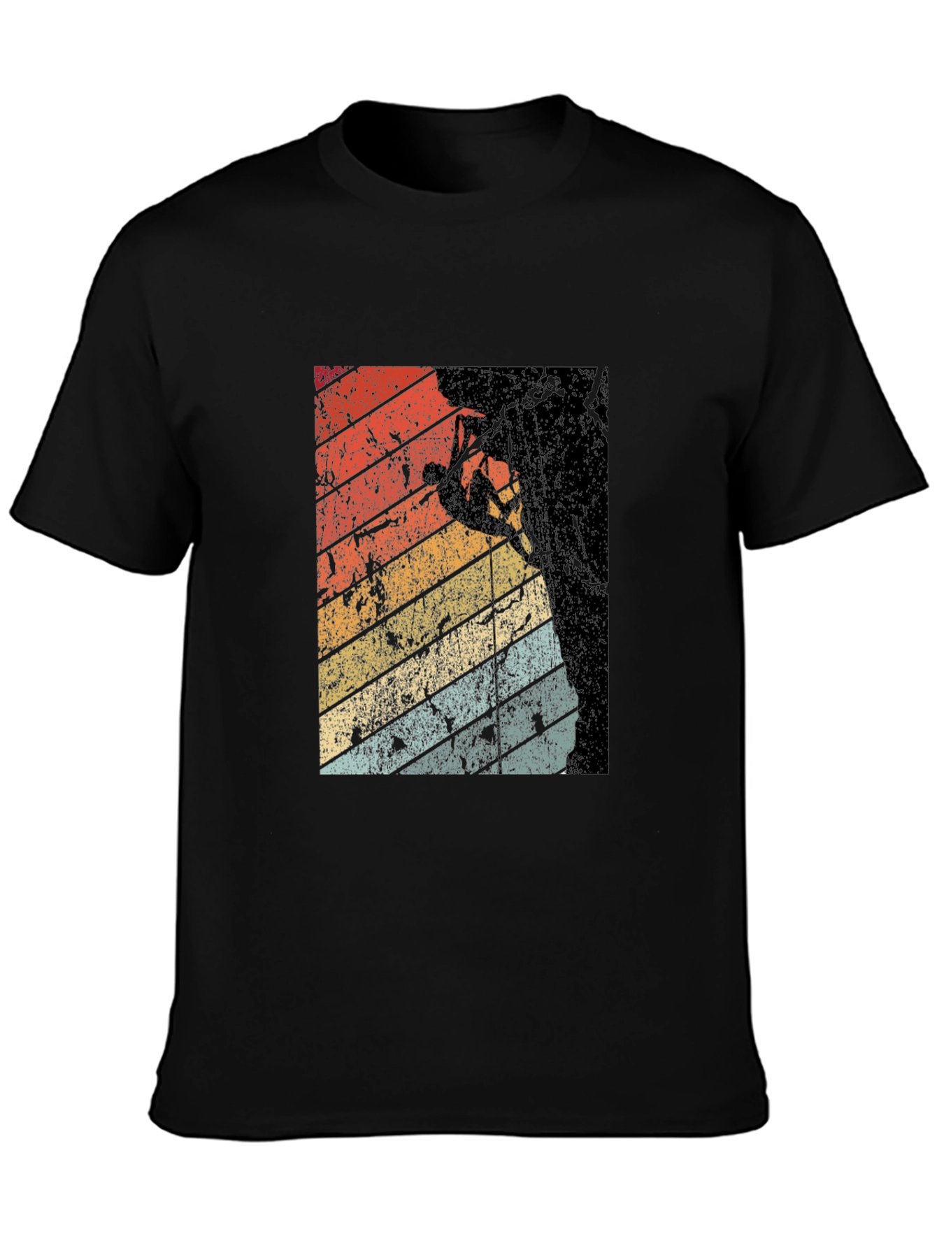 Black Retro Rock Climbing Graphic Tee - Black view 3