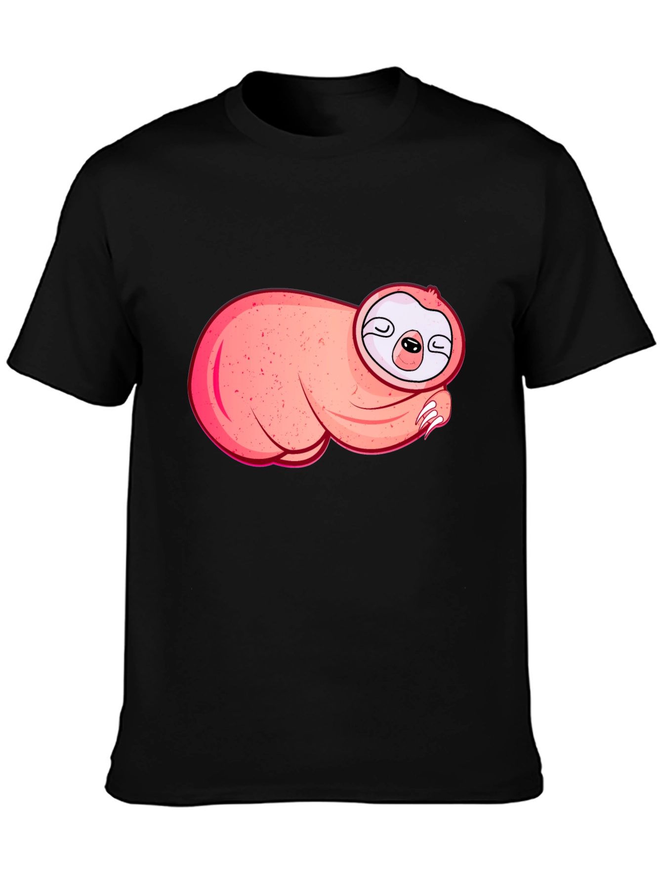 Black Cute Sloth Graphic T-Shirt - Black view 3