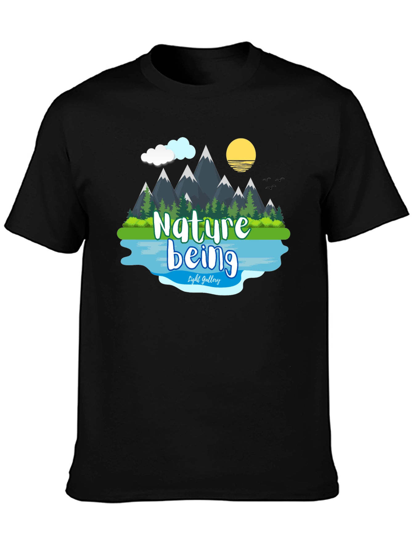 Black Nature Being Graphic T-Shirt view 3