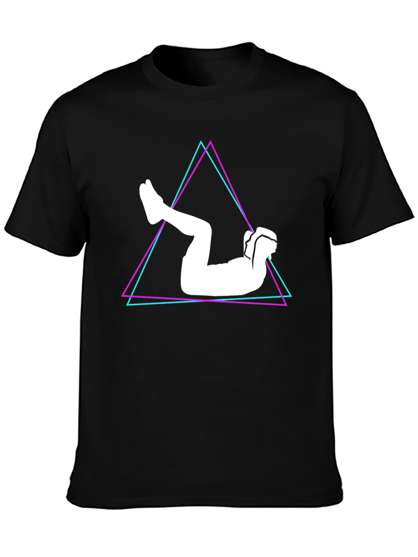 Black Retro Fitness T-Shirt - 80s Workout Design view 3