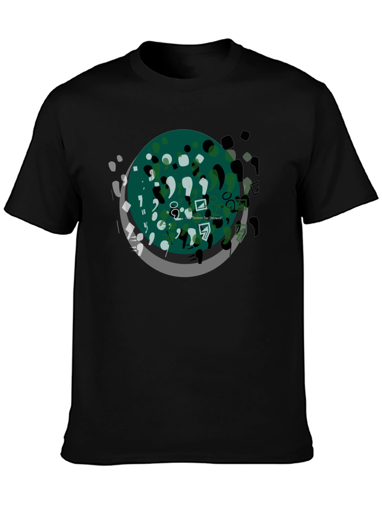 Black Abstract Art Graphic Tee - Black Casual T-Shirt view 3